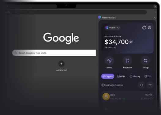 Hero Wallet Chrome extension for Web3 browsing