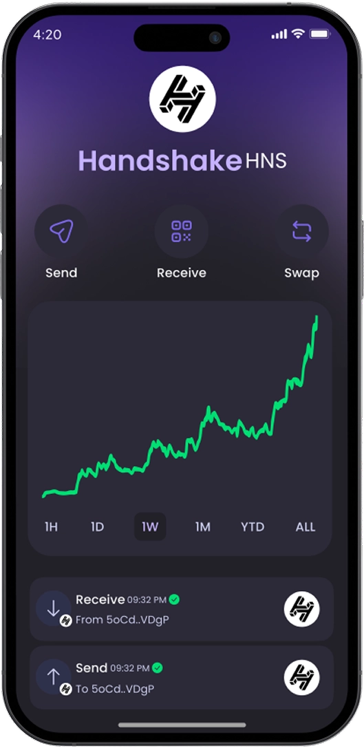 Handshake wallet in Hero Wallet