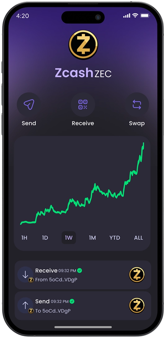 Zcash wallet in Hero Wallet
